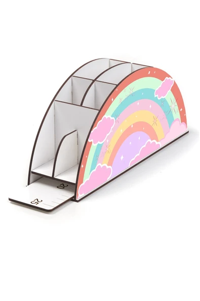 Notpa Ahşap Vip Masal Gökkuşağı Cetvelli Masaüstü Kalemlik Organizer Vip2 - Resim 2