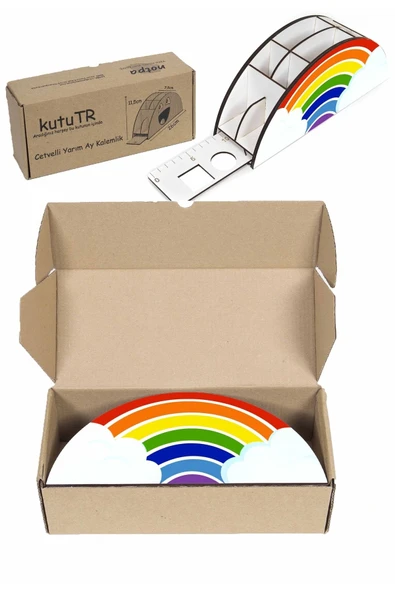 Notpa Ahşap Vip Bulutlu Cetvelli Masaüstü Kalemlik Kutu Organizer Vip75 - Resim 6