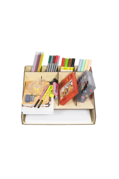 Notpa 4 Bölmeli Akça Çekmecesiz Masaüstü Organizer Ofis Düzenleyici Hediyelik Kalemlik Montajlı Org17akça - Resim 5