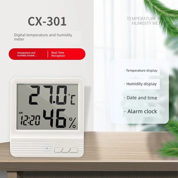 Alarm ve Takvimli Ev Termometre Higrometresi - CX-301