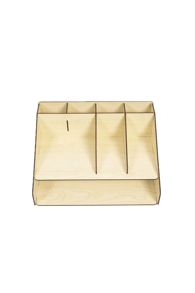 Notpa 4 Bölmeli Akça Çekmecesiz Masaüstü Organizer Ofis Düzenleyici Hediyelik Kalemlik Montajlı Org17akça - Resim 6