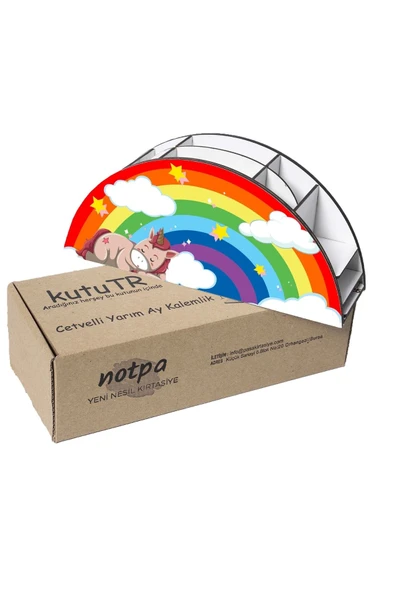 Notpa Ahşap Vip Uyuyan Unicorn Cetvelli Masaüstü Kalemlik Kutu Çocuklar Için Organizer Vip3 - Resim 7