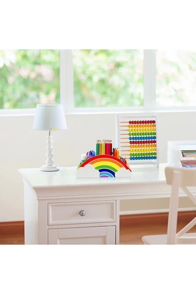 Kiri Ahşap Gökkuşağı Kalemlik Masaüstü Organizer - Resim 6