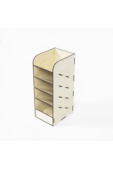 Notpa Ahşap 5 Gözlü Çapraz Masaüstü Organizer Kalemlik Montajı Yapılmış - Resim 5