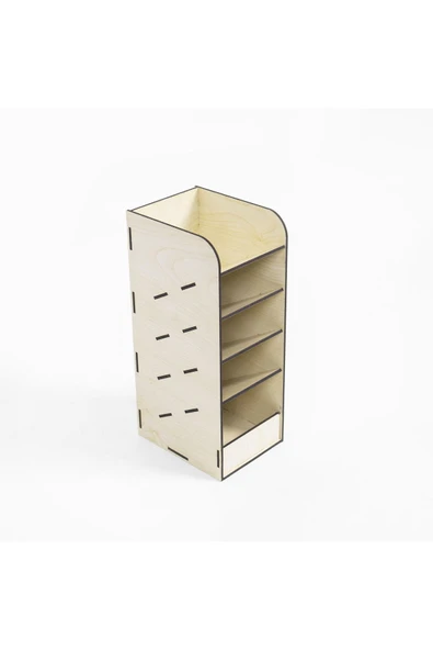 Notpa Ahşap 5 Gözlü Çapraz Masaüstü Organizer Kalemlik Montajı Yapılmış - Resim 6