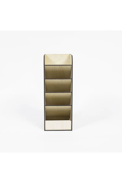 Notpa Ahşap 5 Gözlü Çapraz Masaüstü Organizer Kalemlik Montajı Yapılmış - Resim 4