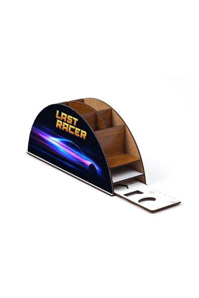 Notpa Ahşap Lastracer Gökkuşağı Cetvelli Masaüstü Kalemlik Kutu Çocuklar Için Organizer Gk118 - Resim 6