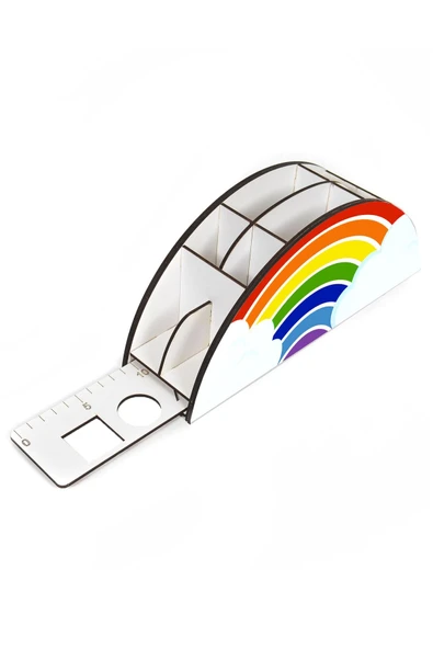 Notpa Ahşap Vip Bulutlu Cetvelli Masaüstü Kalemlik Kutu Organizer Vip75 - Resim 5