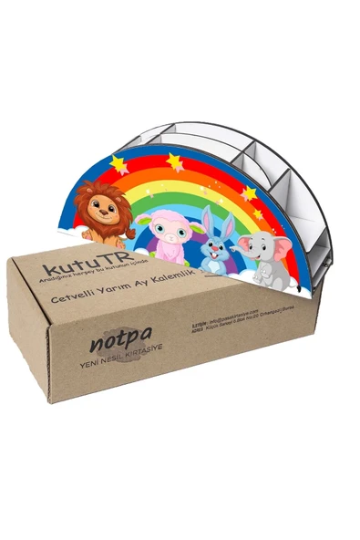 Notpa Ahşap Vip Sevimli Hayvanlar Gökkuşağı Cetvelli Masaüstü Kalemlik Çocuklar Için Organizer Vip104 - Resim 6