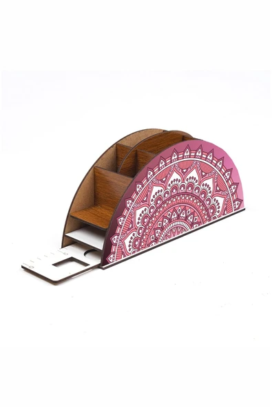 Notpa Ahşap Çini Desenligökkuşağı Cetvelli Masaüstü Kalemlik Kutu Çocuklar Için Organizer Gk21 - Resim 4