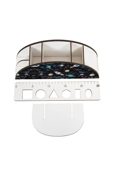 Notpa Ahşap Vip Uzay Gökkuşağı Cetvelli Masaüstü Kalemlik Organizer Vip89 - Resim 4