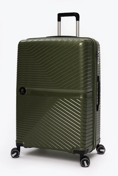 Elatae Exclusive Pro Polipropilen Kırılmaz 3'lü Valiz Seti Büyük - Orta ve Kabin Boy Haki 5239 - Resim 2