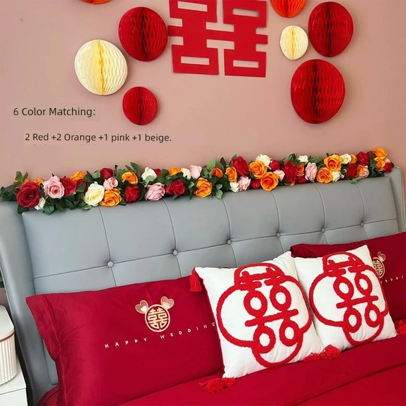 Yapay Çiçek Sarmaşığı - Mavi (2 Metre) - 9