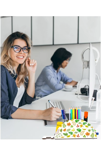 Notpa Ahşap Yapraklar Gökkuşağı Cetvelli Masaüstü Kalemlik Kutu Çocuklar Için Organizer Gk46 ürün görseli 1