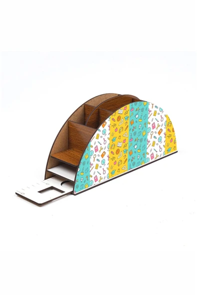 Notpa Ahşap Kırtasiye Ikon Gökkuşağı Cetvelli Masaüstü Kalemlik Kutu Çocuklar Için Organizer Gk114 - Resim 5