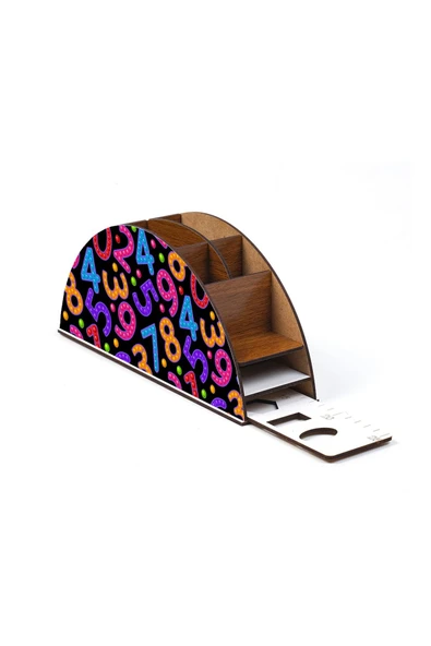 Notpa Ahşap Sayılar Gökkuşağı Cetvelli Masaüstü Kalemlik Kutu Çocuklar Için Organizer Gk107 - Resim 4