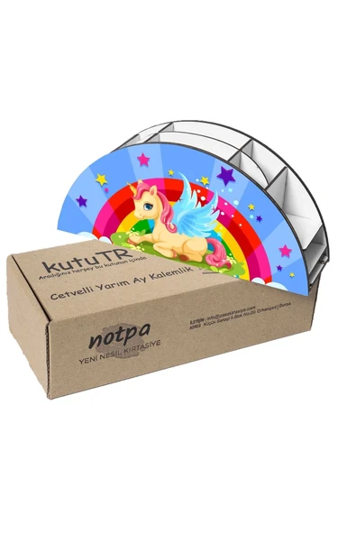 Notpa Ahşap Vip Kanatlı Unicorn Gökkuşağı Cetvelli Masaüstü Kalemlik Çocuklar Için Organizer Vip25 - Resim 6