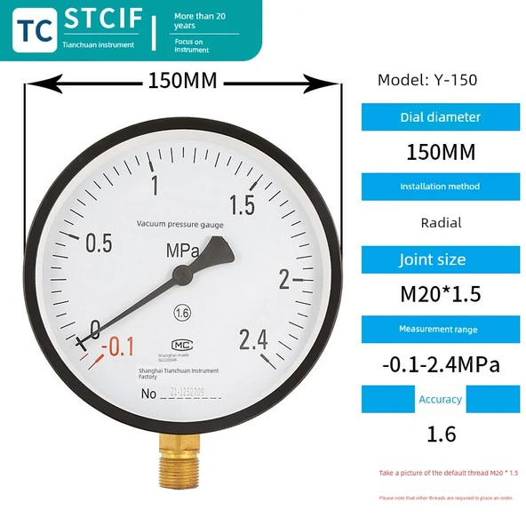 Y-150 Basınç Ölçer - -0.1 + 2.4MPa
