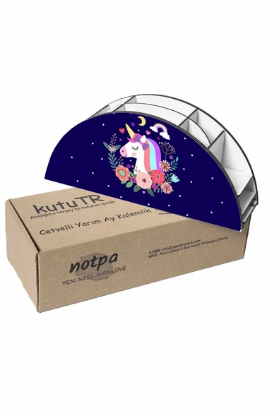 Notpa Ahşap Vip Gece Unicorn Gökkuşağı Cetvelli Masaüstü Kalemlik Çocuklar Için Organizer Vip93 - Resim 6