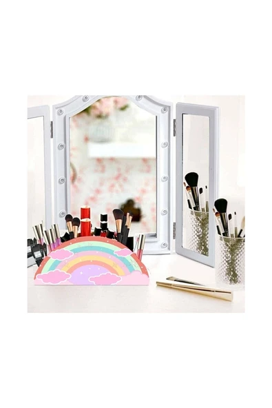 Notpa Ahşap Masal Gökkuşağı Cetvelli Masaüstü Kalemlik Kutu Çocuklar Için Organizer Gk2 - Resim 3