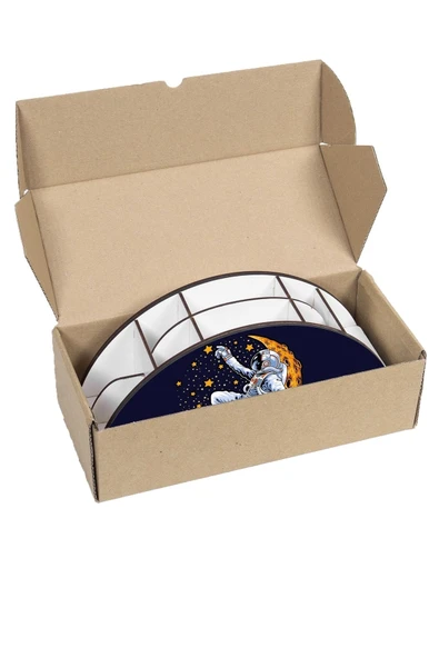 Notpa Ahşap Vip Ay Ve Astronot Cetvelli Masaüstü Kalemlik Kutu Çocuklar Için Organizer Vip16 - Resim 7