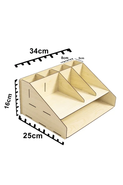 Notpa 4 Bölmeli Akça Çekmecesiz Masaüstü Organizer Ofis Düzenleyici Hediyelik Kalemlik Montajlı Org17akça - Resim 8