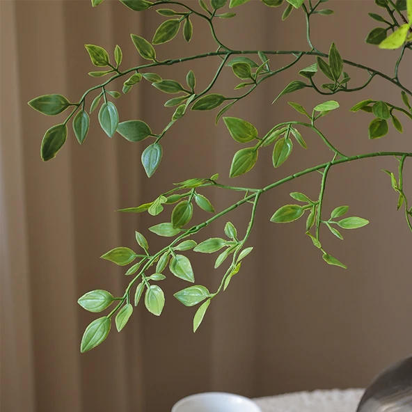 Plastik Yeşil Nandina Çiçek Aranjmanı - 1 Dal - Resim 5