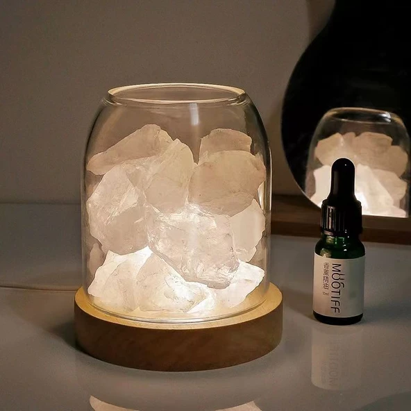 Kristal Taşlı Aroma Difüzörü Gece Lambası - Ortanca Tek Şişe (400 gram)