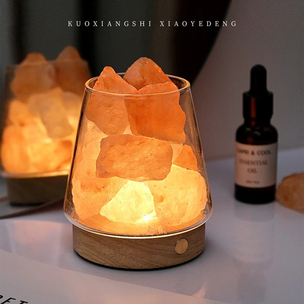 Kristal Taşlı Aroma Difüzörü Gece Lambası - Büyük Şarjlı Üç Renkli Taban (10cm) - 3