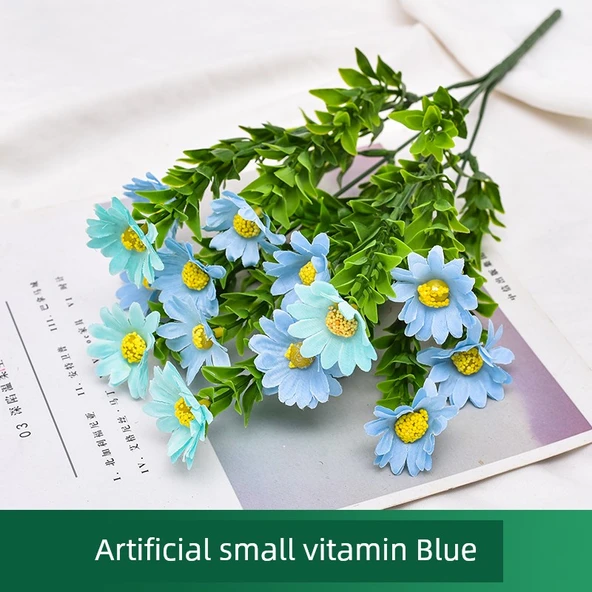 Yapay Çiçek - Mavi Su Çim Krizantem (32cm)