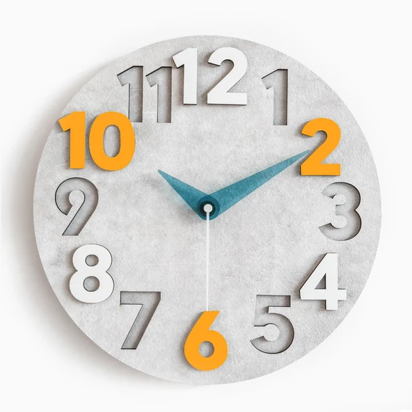 Modern Minimalist Duvar Saati 30 cm - Athena Gri Taş Akrilik Akrep