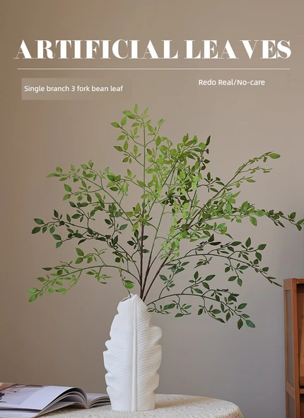 Plastik Yeşil Nandina Çiçek Aranjmanı - 1 Dal - Resim 8