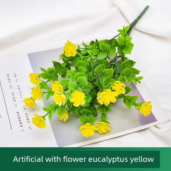 Yapay Çiçek - Sarı Okaliptüs Çiçeği (32cm)