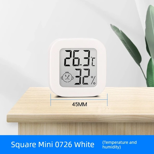 Mini Kare Dijital Termometre ve Higrometre - Mini 0726 Beyaz