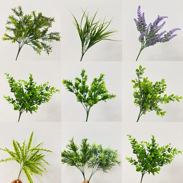 Yapay Yeşil Ev Dekoratif Okaliptüs Eğrelti Otu Yaprak Demeti - No. 1 Dal - Resim 4