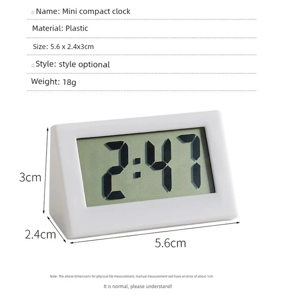 Mini Masaüstü Elektronik Saat - Siyah Mini Saat +2 Dijital - 8