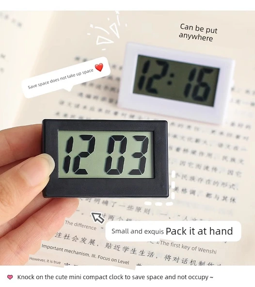 Mini Masaüstü Elektronik Saat - Beyaz Mini Saat +2 Dijital - 10