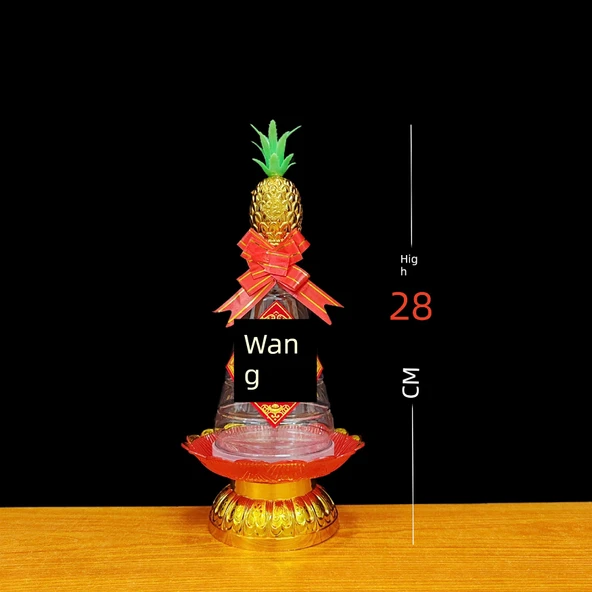 15cm Kalınlaştırılmış Plastik Vejetaryen Yemek Kulesi Seti - Tabak, Etiket, Çiçek ve Ananas
