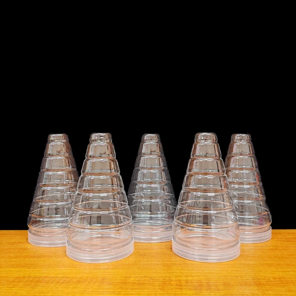 Yapraklı, Şans Karakterli Kalınlaştırılmış Plastik Beyaz Şeker Peri Şeftali Kulesi ve Tabak - 11