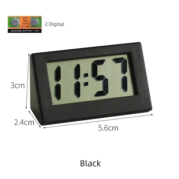 Mini Masaüstü Elektronik Saat - Siyah Mini Saat +2 Dijital