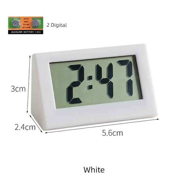 Mini Masaüstü Elektronik Saat - Beyaz Mini Saat +2 Dijital