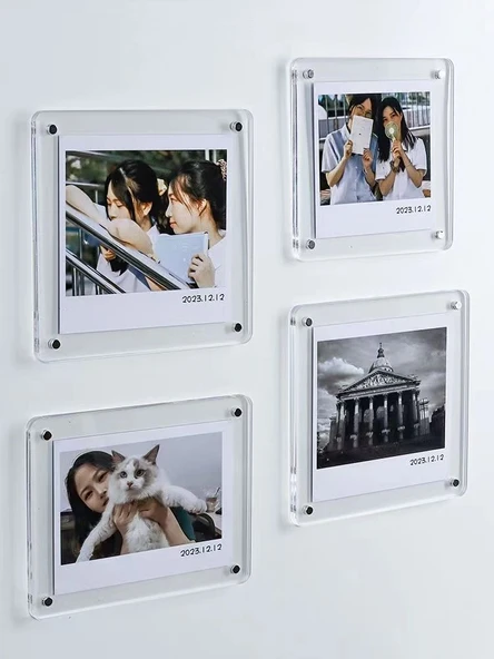 Manyetik Fotoğraf Çerçevesi 5x5cm - Kare Köşeli Buzdolabı Magneti