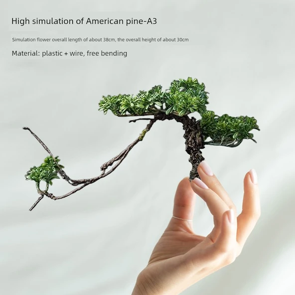 Yapay Çam Dalı - Bonsai Dekorasyon Aksesuarı - Yeşil Bitki A3