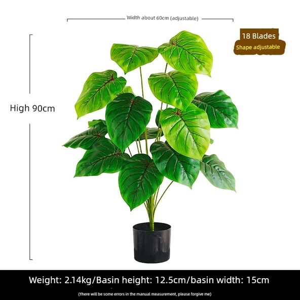 Saksıda Yapay Yeşil Bitki - Damlayan Kırmızı 90cm
