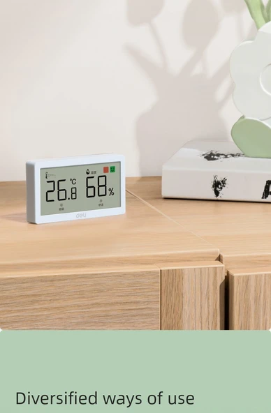 Dijital Termometre Higrometre - Beyaz, Büyük Ekran, Somatosensor Ekran - 11