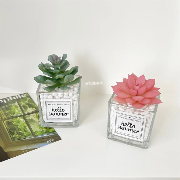 Yapay Sukulent Bitki - Küçük Aloe Vera + Küçük Kılıç Otu + Lotus Model - 3