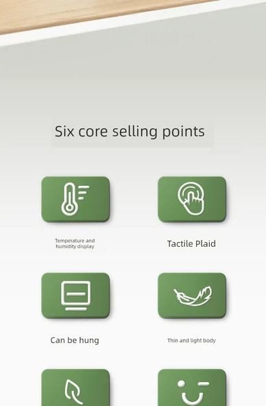 Dijital Termometre Higrometre - Beyaz, Alarmlı, Ay Güneş Takvimli Somatosensor Ekran - Resim 9