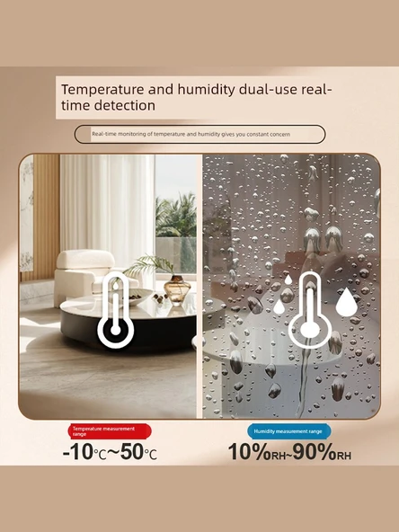 Dijital Termometre Higrometre - Beyaz, Alarmlı, Ay Güneş Takvimli Somatosensor Ekran - Resim 4