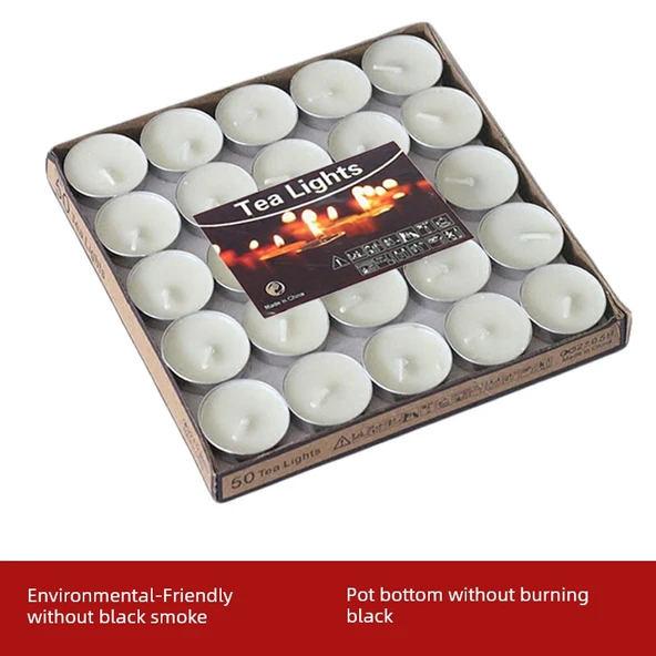 Romantik Dumansız Tealight Mum - 2 Saat Beyaz - 100'lü Paket - 3