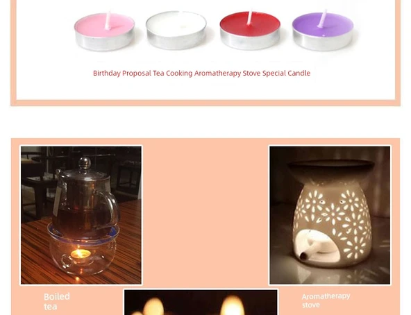 Romantik Dumansız Tealight Mum - 2 Saat Beyaz - 10'lu Paket - 12